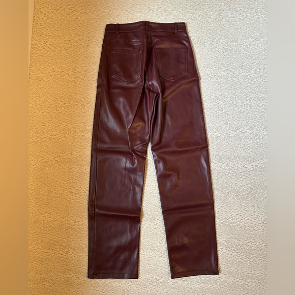 Dynamite Gisele Straight Leg Faux Leather Pants size 6 in Burgundy - Picture 4 of 6